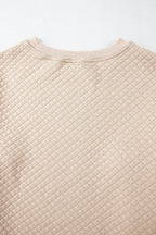 Parchment Solid Color Quilted Long Sleeve Top and Shorts Set