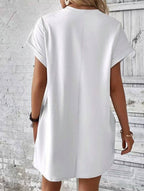 Relaxed Fit Cotton Short Sleeve Pocket Dress for Summer