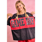 WOMENS GAMEDAY COLORBLOCK APPLIQUE RELAXED FIT T SHIRT