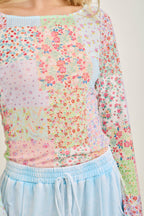 Spring Picnic Patch Mesh top HT7327