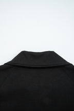 Black Zip Collar Long Sleeve Top Drawstring Pants Set