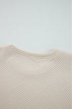 Apricot Solid Color Textured Long Sleeve Shift Dress