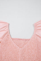 V Neck Smocked Bodice High Waist Ruffle Maxi Dress