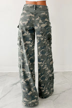 Green Camo Cargo Wide Leg Pants