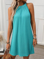 Black Halter Neck Sleeveless Swing Mini Dress Summer