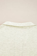 Light Grey Contrast Striped Patchwork Zip Collar Pullover Sweatshirt