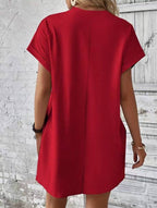 Relaxed Fit Cotton Short Sleeve Pocket Dress for Summer
