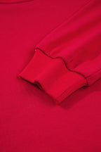 Fiery Red Varsity Striped Detail Crewneck Pullover Elastic Sweatpants 2pcs Outfit