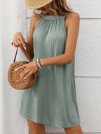 Black Halter Neck Sleeveless Swing Mini Dress Summer