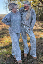 Camo Print Oversized Sweatshirt Pants Two Piece Set