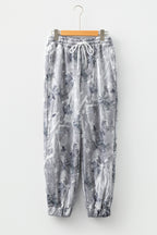 Gray Camo Print Cozy Drawstring Elastic Waist Jogger Pants