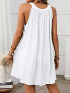 Black Halter Neck Sleeveless Swing Mini Dress Summer