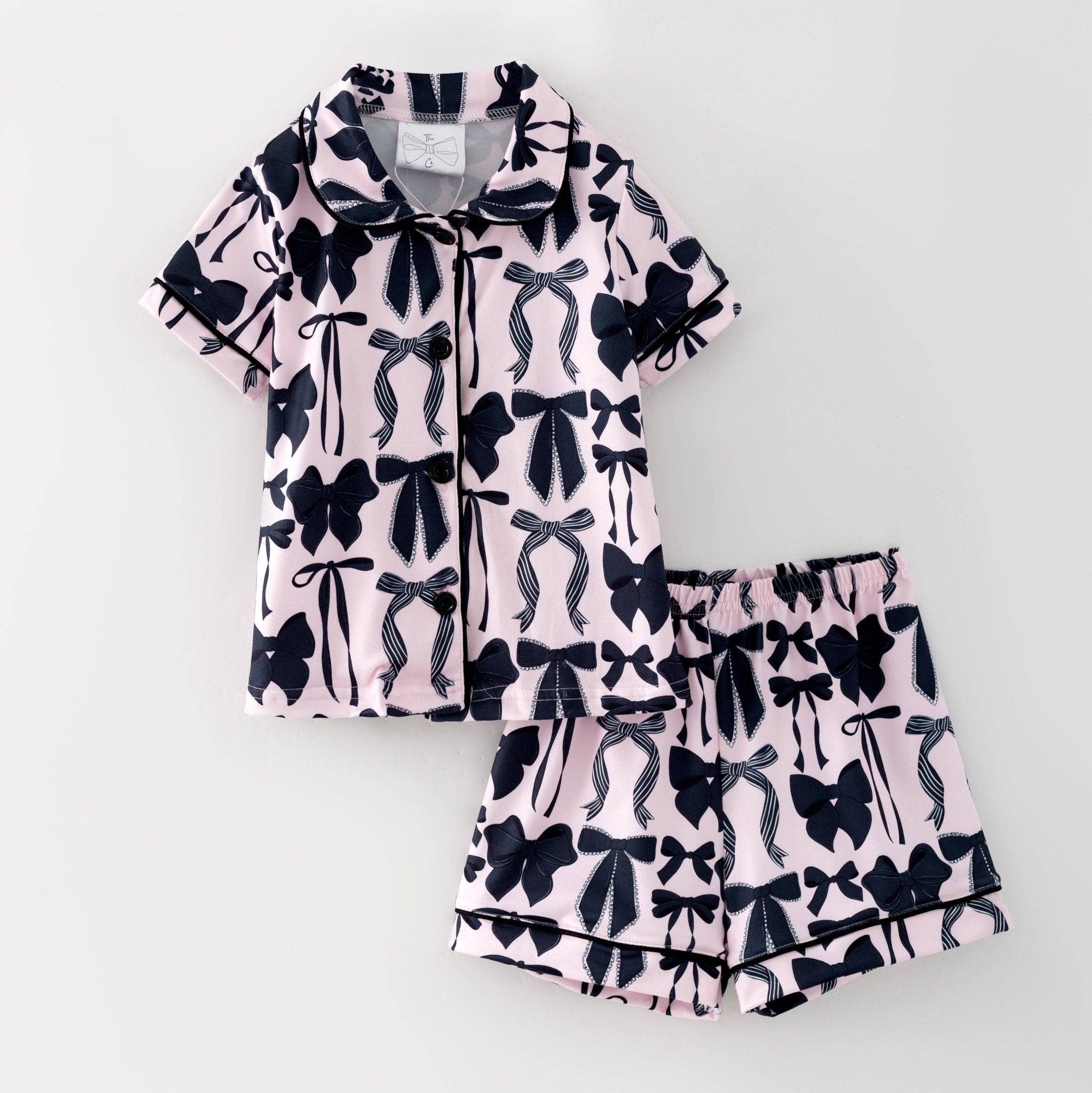 Pink Bow Pajama Set | Mom & Me Preppy Matching Summer PJs