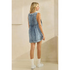 Pleated All over Pearl Denim Romper