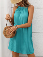 Black Halter Neck Sleeveless Swing Mini Dress Summer