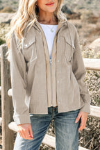 Beige 2 in 1 Thermal Knit Textured Hooded Jacket