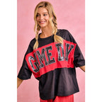 WOMENS GAMEDAY COLORBLOCK APPLIQUE RELAXED FIT T SHIRT