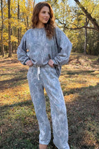 Camo Print Oversized Sweatshirt Pants Two Piece Set